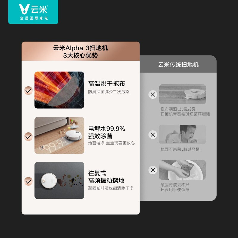 云米Alpha3/Alpha1C扫地机器人扫地拖地吸尘三合一全自动家用一体