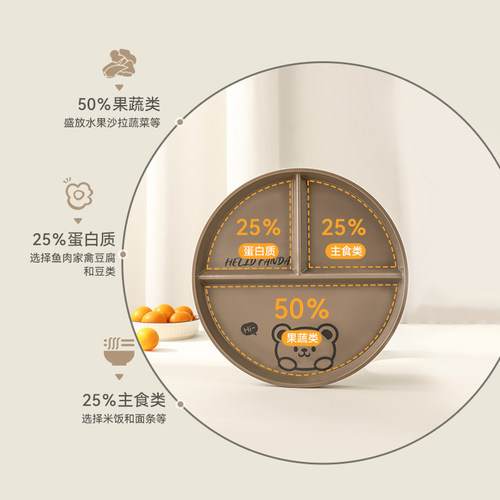 沃德百惠分格减脂餐盘大人早餐盘儿童餐具家用定量三格分隔盘子 - 图0