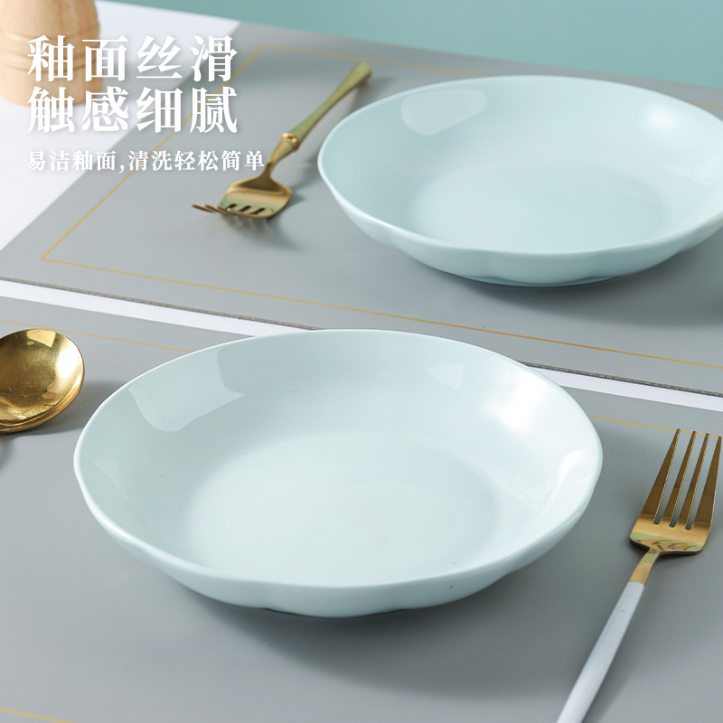 盘子家用菜盘2024新款高级感奶油风好看的耐高温釉下彩陶瓷餐具盘