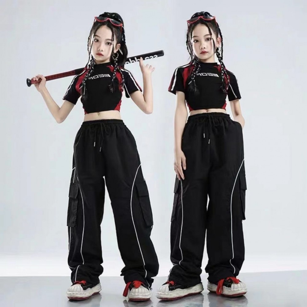 童装甜酷女童机车赛车风露脐修身T恤爵士舞上衣街舞时髦演出服潮,淘宝优惠券,粉丝福利购,淘宝优惠卷