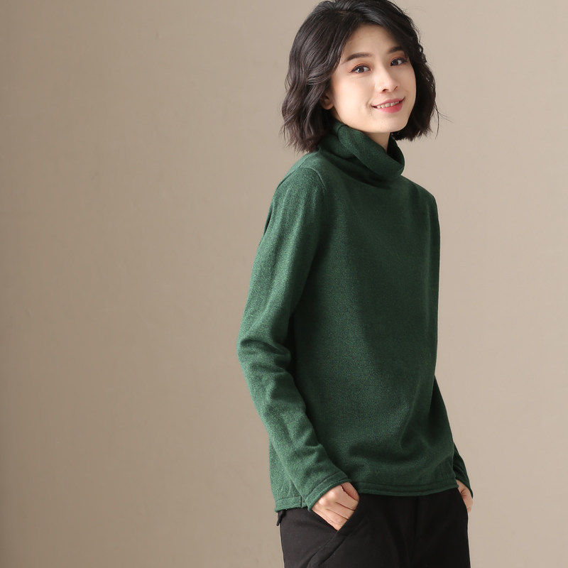 左耳左岸100%纯棉线高领毛衣女洋气 秋冬新款堆堆领打底针织衫,淘宝优惠券,粉丝福利购,淘宝优惠卷