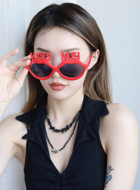 搞怪红色爱心眼镜情侣拍照墨镜潮