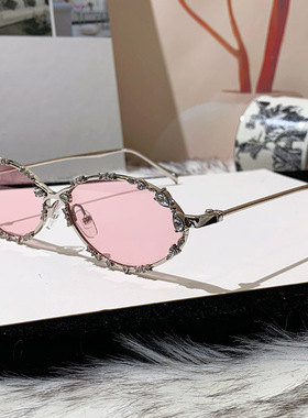 韩系纯欲风猫眼镶钻金属眼镜框女