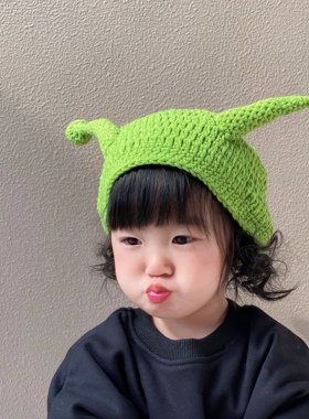 搞怪史莱克手工帽子毛线帽儿童帽
