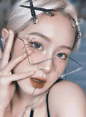 半框无镜片镜框眼镜架女欧美时尚