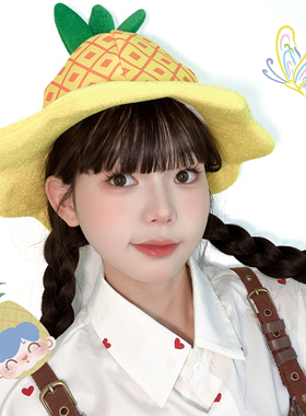 可爱卡通菠萝帽子搞怪水果头饰女