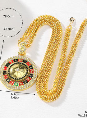 可旋转美元镶钻项链美式潮流链子