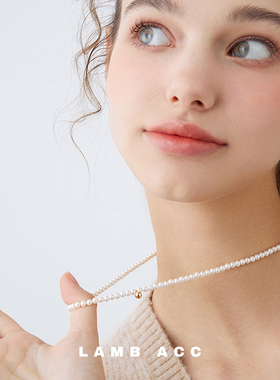 14k金珍珠小金豆项链锁骨链