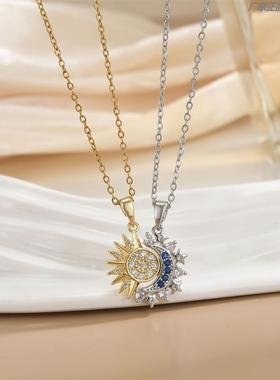 闺蜜小挂件二人磁吸高端情侣项炼一人一半太阳月亮毕业礼物友谊炼