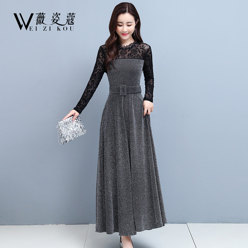 高端名媛长袖连衣裙春秋秋冬裙子 薇姿蔻连衣裙