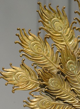 卡斯特兰美式孔雀摆件铜配陶瓷玄关客厅书房桌面创意饰品C1535