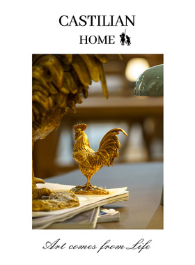 卡斯特兰纯铜公鸡生肖鸡摆件客厅