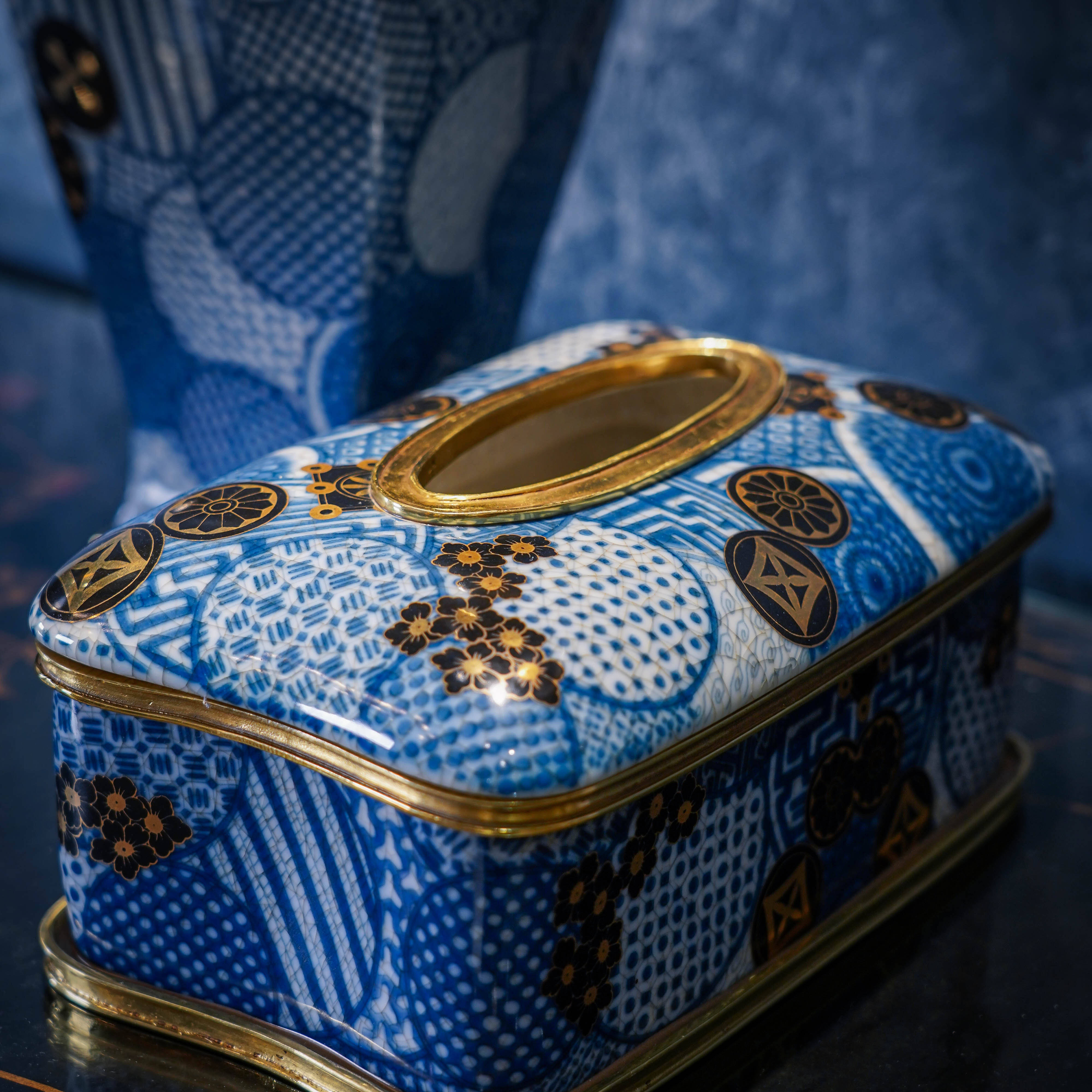 欧式轻奢美式复古家居装饰品客厅玄关桌面铜配瓷花瓶摆件纸巾盒,淘宝优惠券,粉丝福利购,淘宝优惠卷