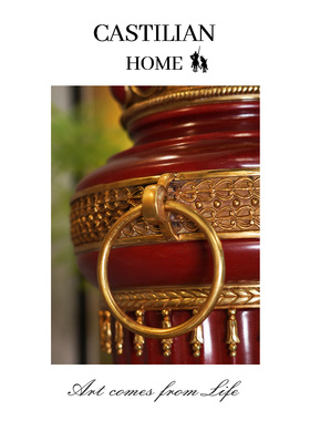 奢华中国红陶瓷罐高端装饰摆件