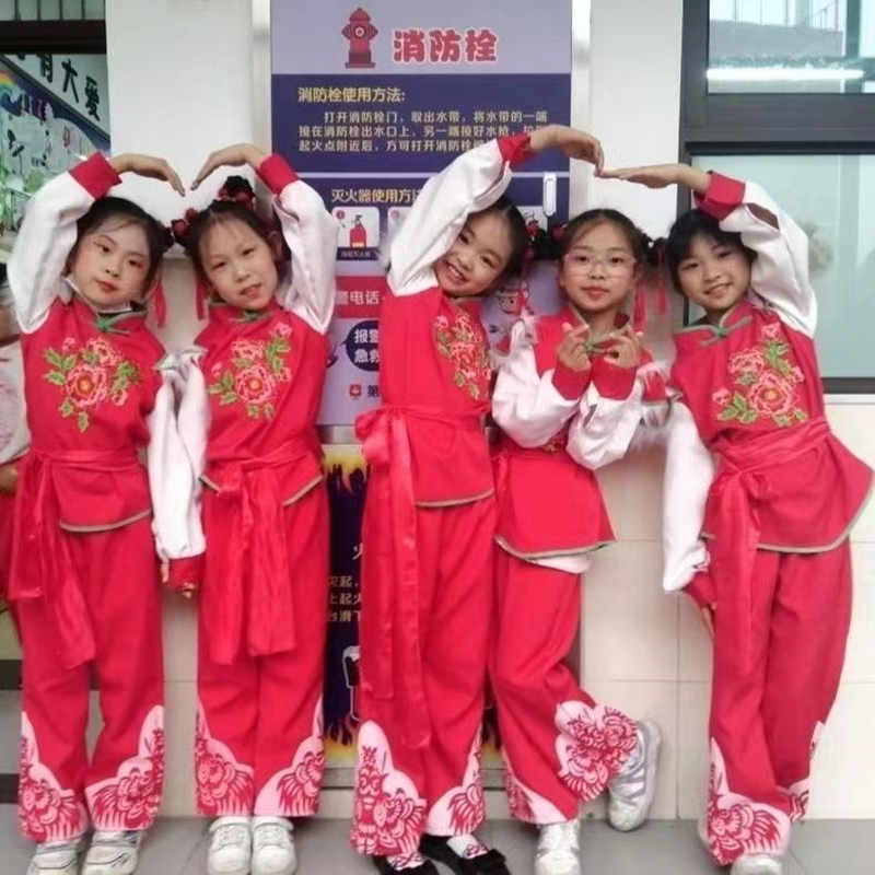 儿童安塞盛世腰鼓/秧歌表演陕北传统文化/老腰鼓服装民族服饰新款 - 图2