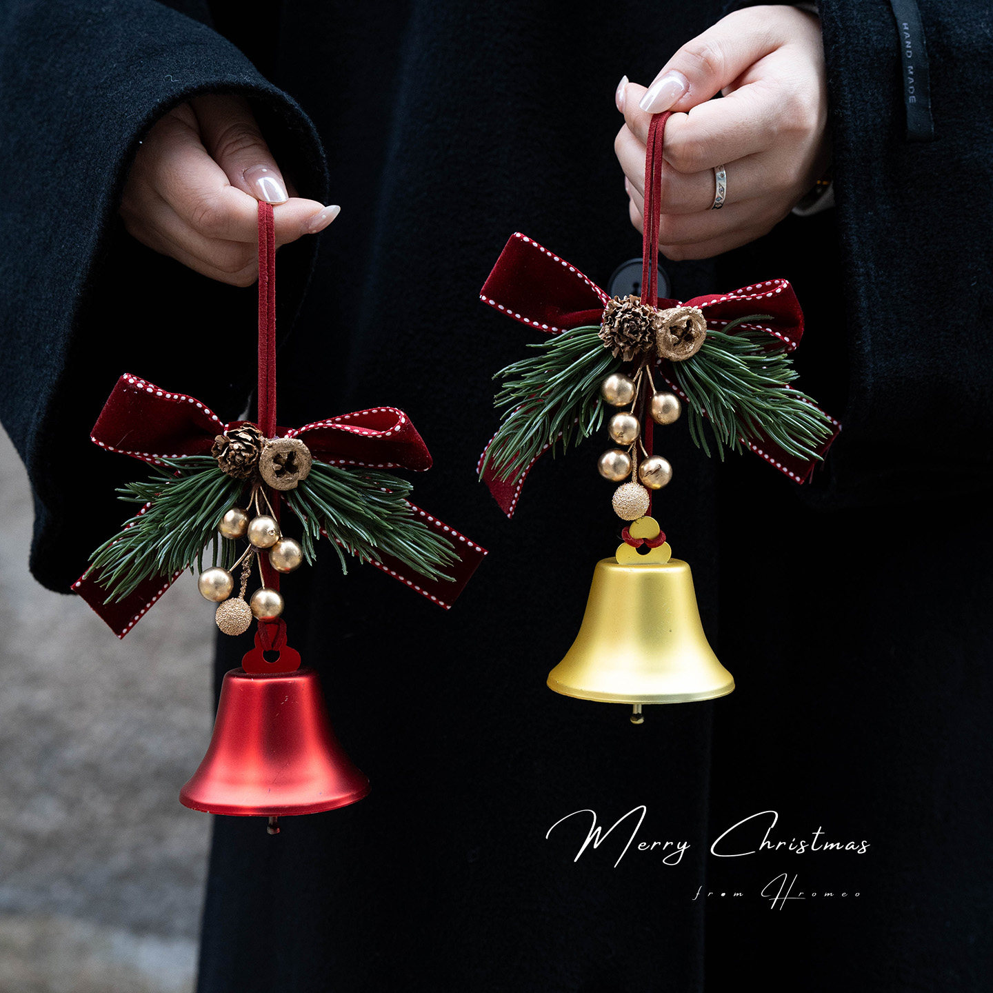 Hromeo 圣诞节装饰品蝴蝶结铃铛挂件氛围布置挂饰圣诞节车挂门挂,淘宝优惠券,粉丝福利购,淘宝优惠卷