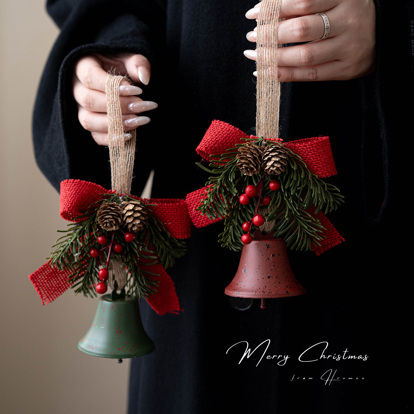 Hromeo 圣诞节装饰品蝴蝶结铃铛挂件氛围布置挂饰圣诞节车挂门挂,淘宝优惠券,粉丝福利购,淘宝优惠卷