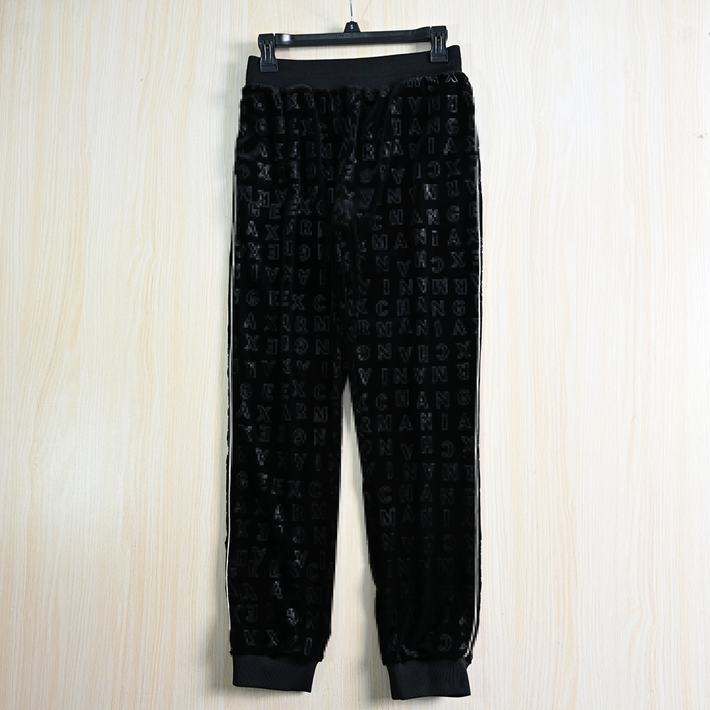 思琪女装 12/19丝绒弹力压胶满字母连帽卫衣松紧高腰卫裤两件套装 - 图3