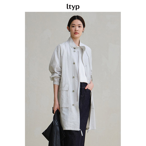 ltyp旅途原品【5折微瑕】皱感工装风衣外套 立领通勤设计感大衣女 - 图0