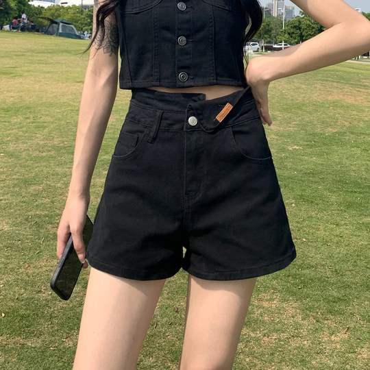 高腰黑色牛仔短裤女秋冬2025年新款爆款a字宽松显瘦辣妹外穿热裤