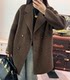 2025春秋新款小个子双面羊毛大衣中长款双排扣西装领宽松毛呢外套