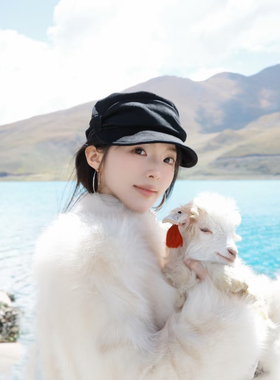 复古日系女秋冬显脸小贝雷帽
