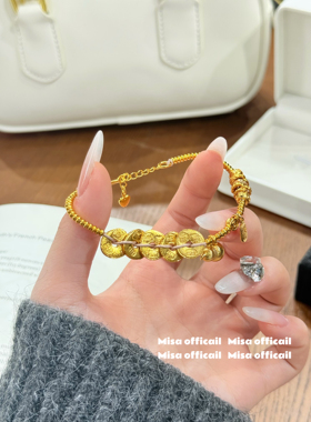 招财五帝钱｜新年本命年红绳葫芦手链女款轻奢小众精致新中式沙金