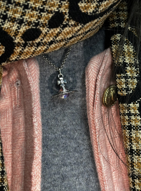 Misa officail｜现货！25ss镭射orb欧若拉立体土星项链耳钉中号新