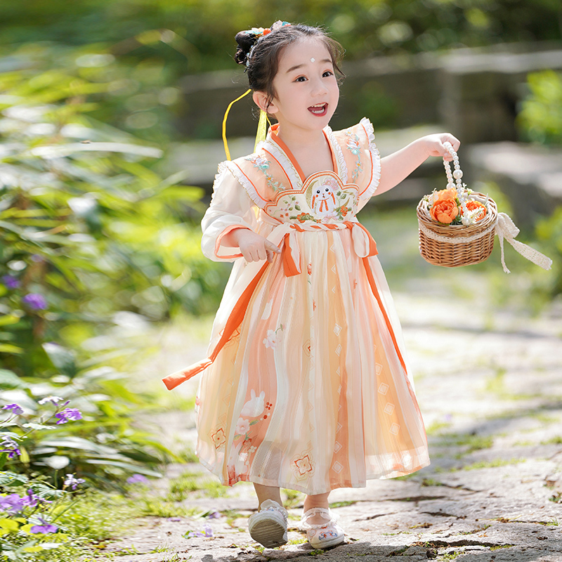 女童汉服夏款儿童中国风古风超仙连衣裙小女孩高端改良唐装襦裙 - 图1