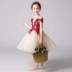 Cô gái từ vai váy trẻ em catwalk công chúa váy mùa hè hoa cô gái tổ chức pettiskirt đuôi trang phục piano - Váy trẻ em