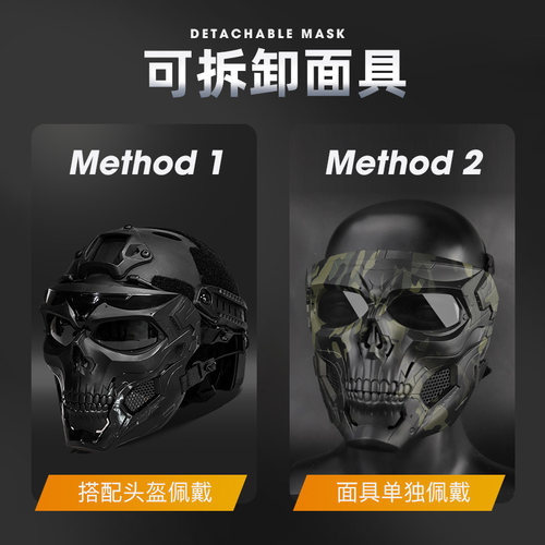 灵鹰骷髅使者面具适配FAST头盔cosplay战术装备全脸防护面罩 - 图0