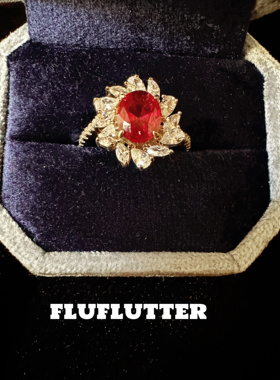 Fluflutter｜馥芙特 高版本珠宝戒指女鸽血红太阳花戒指