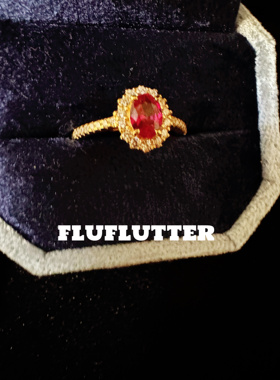 Fluflutter｜馥芙特 戒指女鸽血红戒指钻戒婚戒