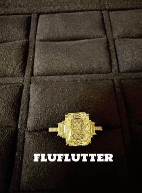 Fluflutter｜馥芙特大方糖钻戒纯银戒指女时尚高级感10克拉婚戒