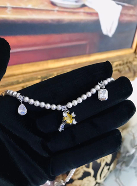 原创《浪漫之名》甜酷白富美绝美蝴蝶花束小众轻奢设计感珍珠项链