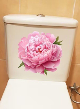 富贵红牡丹花家居贴画门窗卫生间橱柜墙壁马桶盖个性装饰自粘贴纸