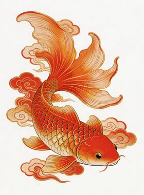 鸿运复古招财锦鲤鱼转运贴纸装饰厨房餐厅单开四开门冰箱遮丑贴画