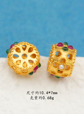 S925银镀金镂空珠隔珠手串配件