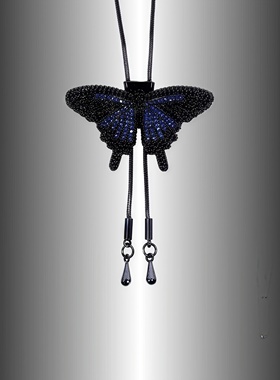 蓝蝴蝶多形状胸针卫衣链手工项链