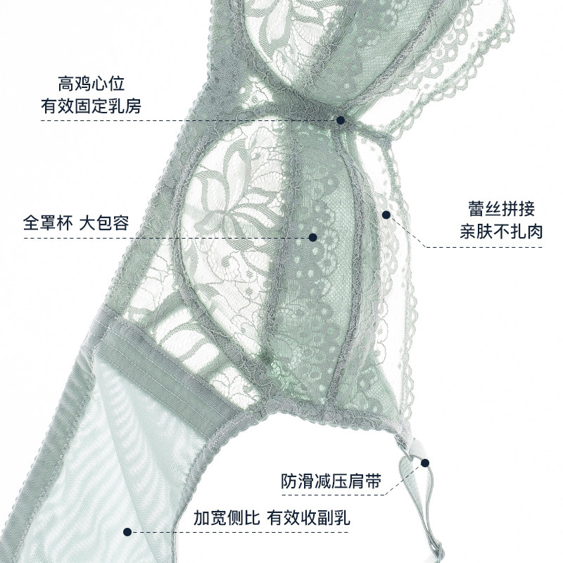夏季蕾丝大胸显小无钢圈全罩杯文胸 蝴蝶日记文胸