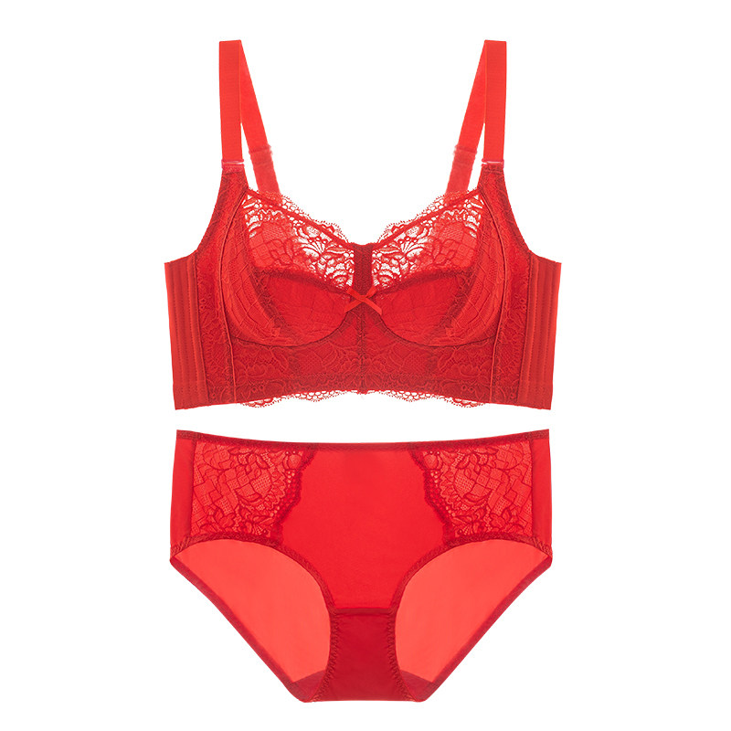 蝴蝶日记大胸显小大红色本命年新娘 蝴蝶日记文胸