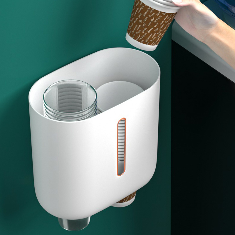 纸杯架取杯架放一次性杯子水杯收纳神器饮水机自动落杯器置物架子 - 图1