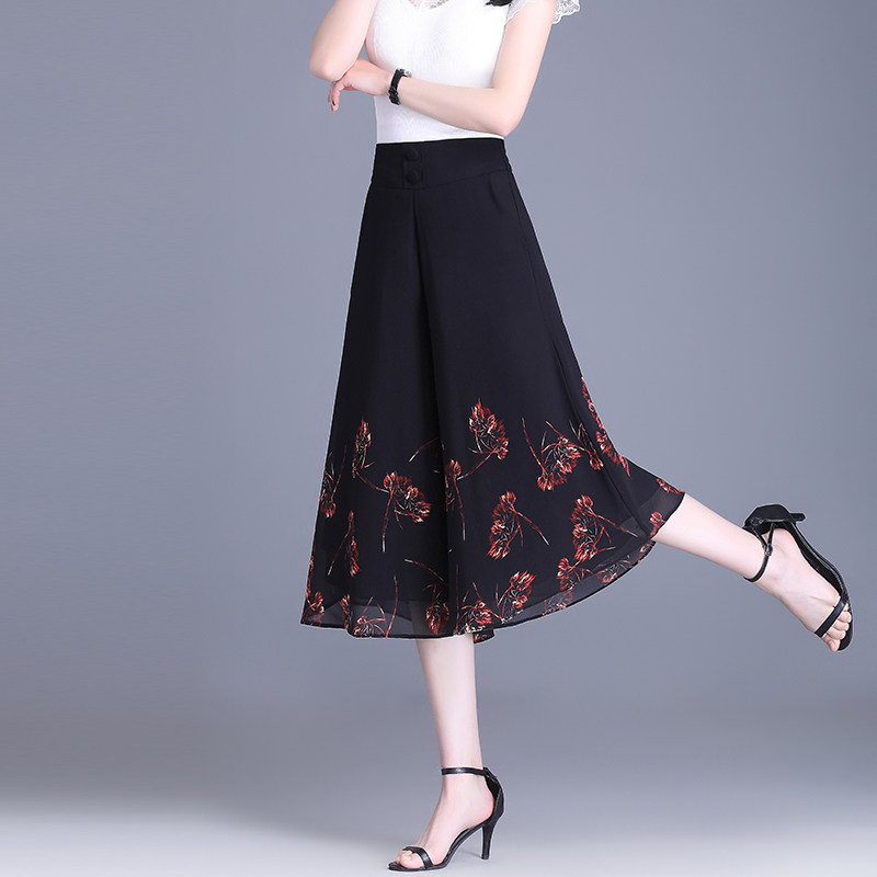 珍珠雪纺印花夏2022新款七分裙裤 麦卡莎休闲裤