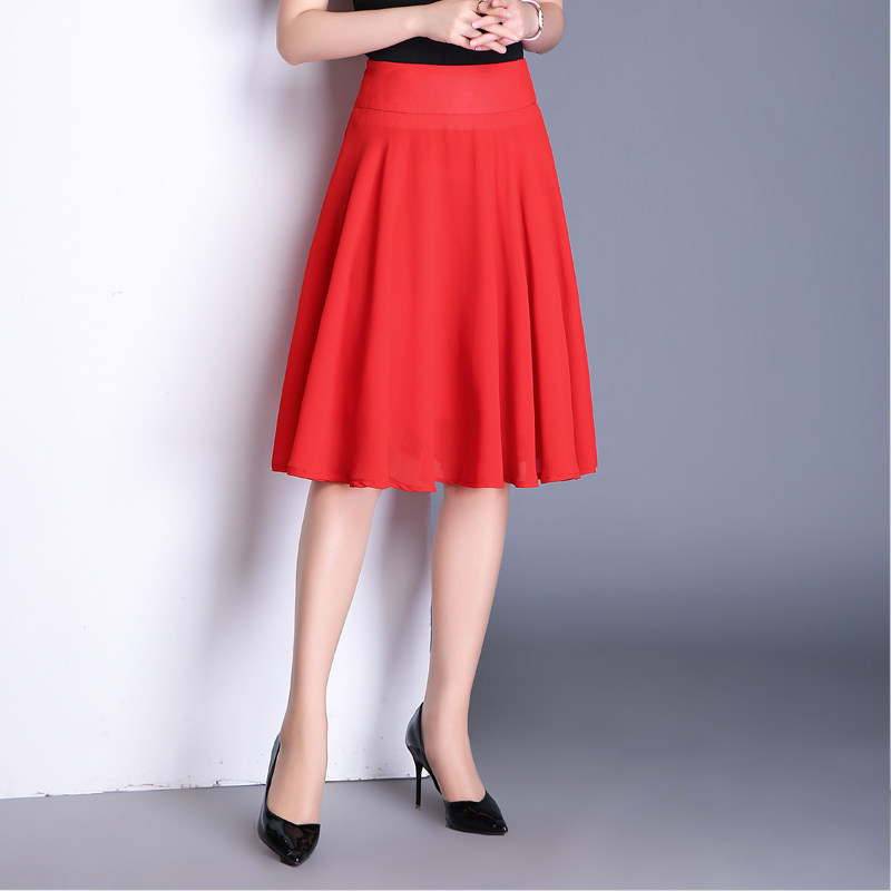 夏天雪纺子小个子松紧腰a字半身裙 麦卡莎半身裙