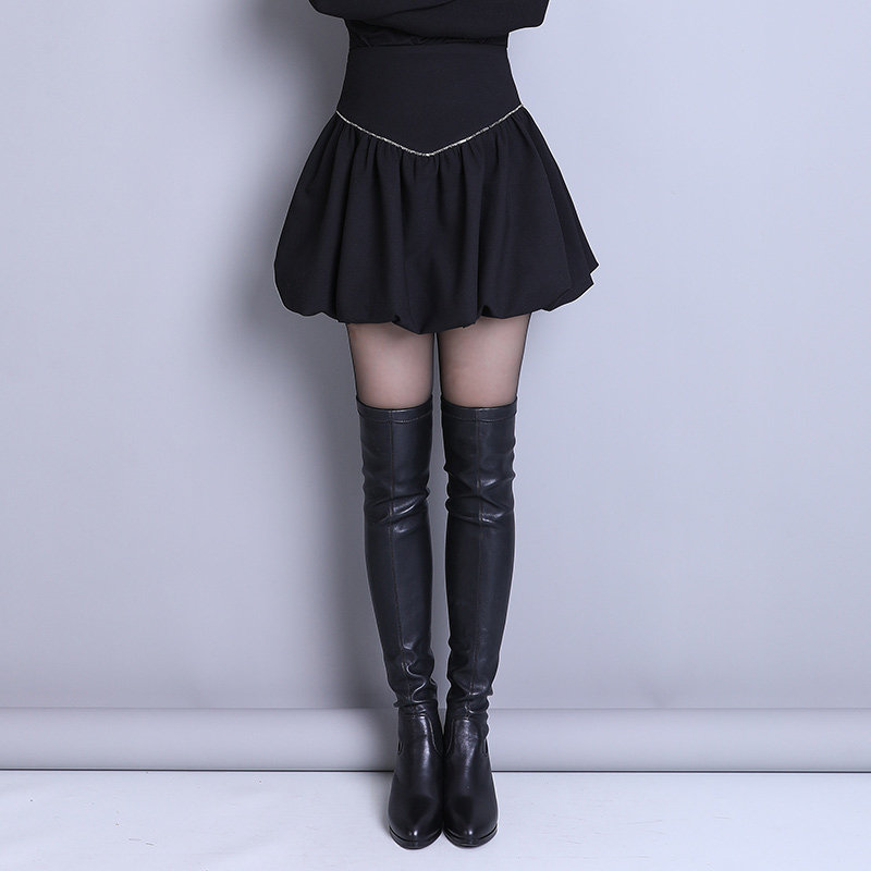 花苞云朵蓬蓬裙女春秋针织半身裙泡泡裙子秋冬季高腰显瘦a字短裙