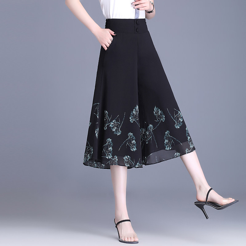 珍珠雪纺印花夏2022新款七分裙裤 麦卡莎休闲裤