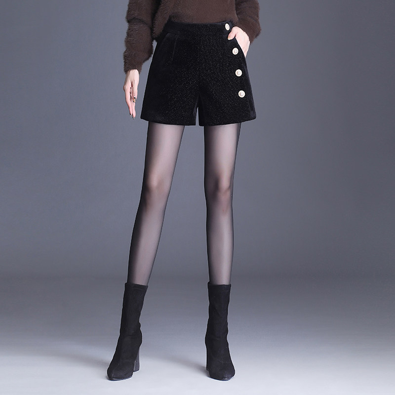 blingbling亮丝金丝绒高腰阔腿裤 麦卡莎休闲裤