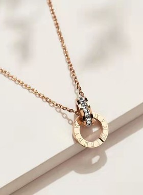 锁骨链双环扣吊坠保色简约