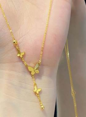 钛钢钛钢流苏蝴蝶项链