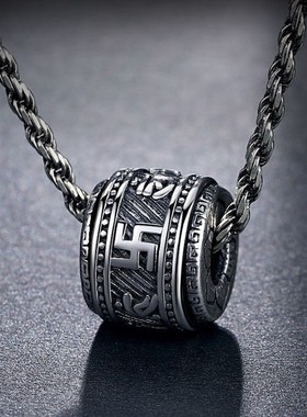 真言招财钛钢项链男女士毛衣吊坠